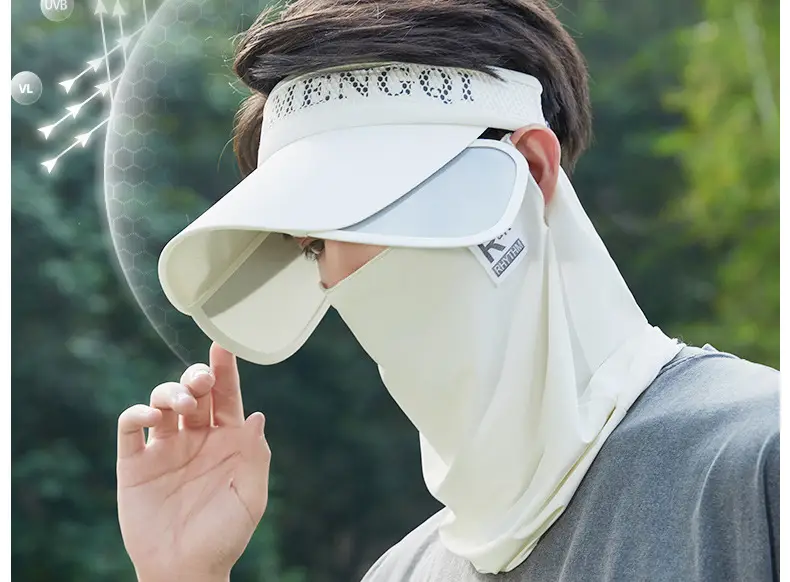 Men's Black UV Protection Face Mask with Wide Brim — feature 6