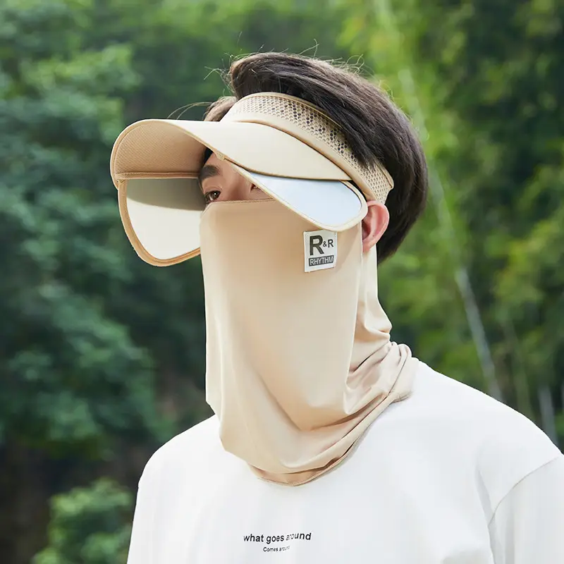 Men's Black UV Protection Face Mask with Wide Brim