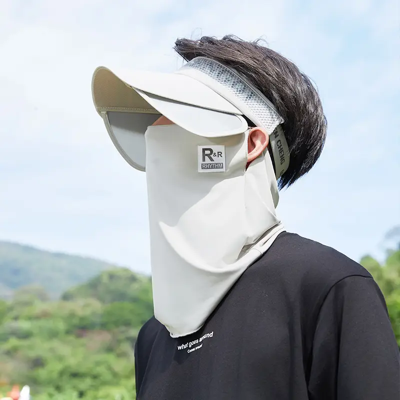 Men's Black UV Protection Face Mask with Wide Brim