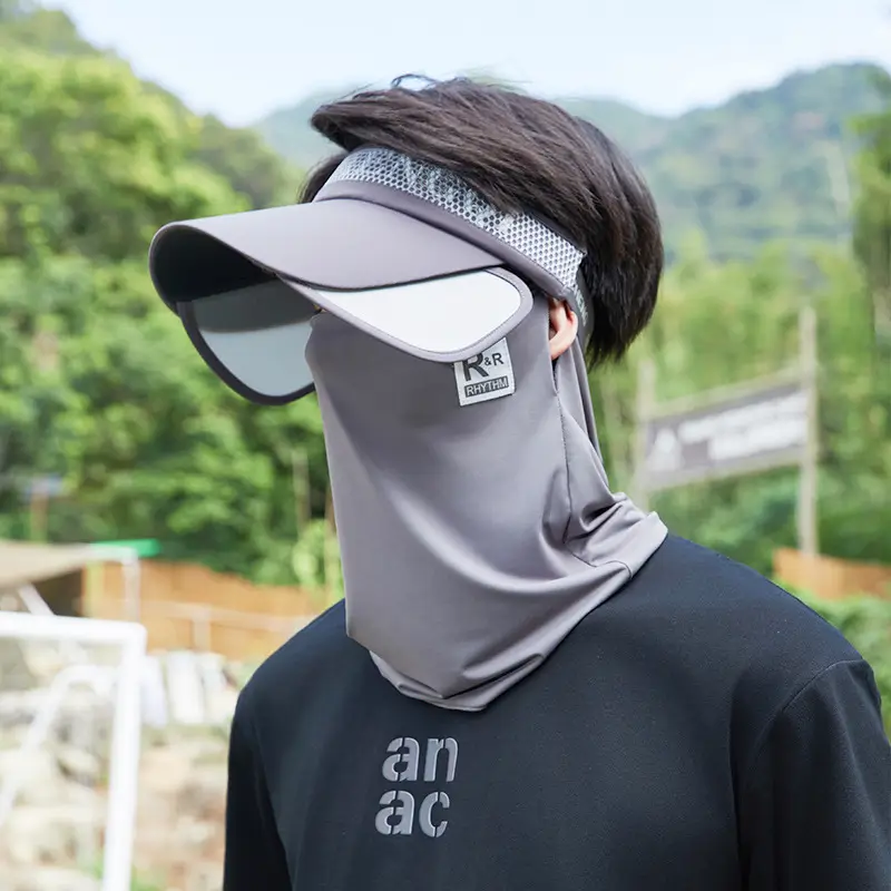 Men's Black UV Protection Face Mask with Wide Brim