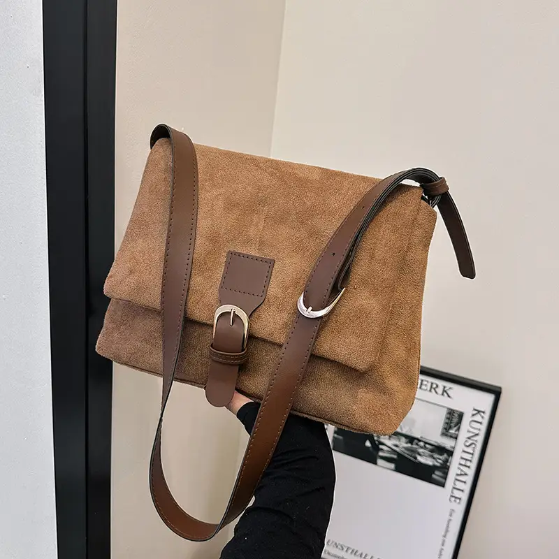 Black Retro Frosted Shoulder Messenger Bag for Women - Image 7