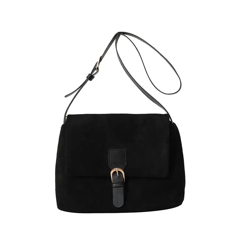 Black Retro Frosted Shoulder Messenger Bag for Women - Image 8