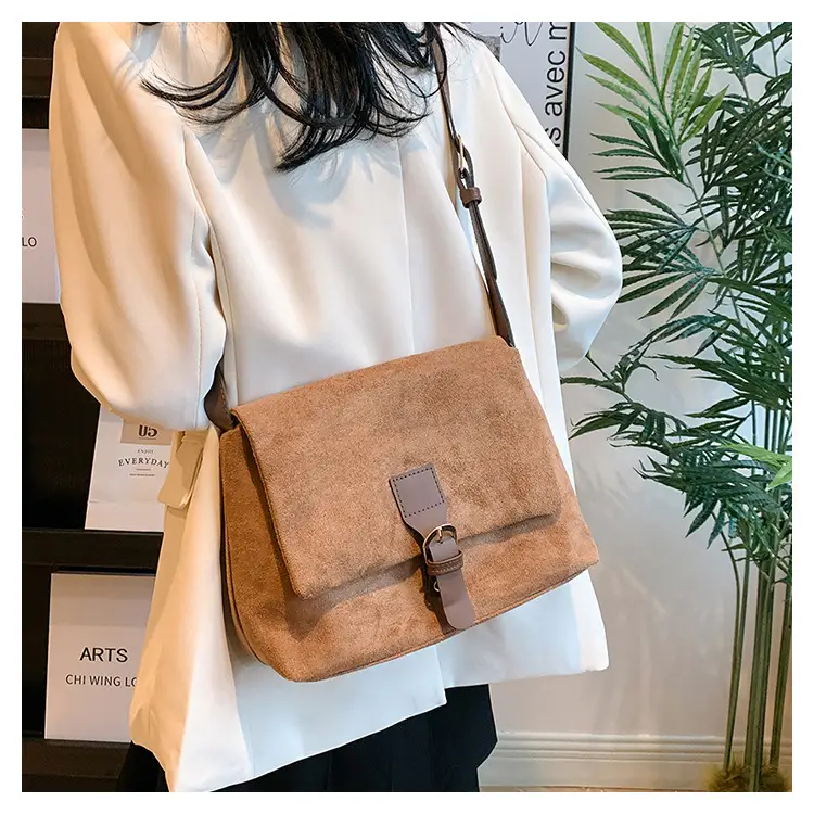 Black Retro Frosted Shoulder Messenger Bag for Women — feature 19