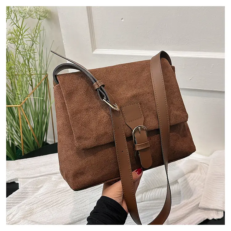 Black Retro Frosted Shoulder Messenger Bag for Women — feature 20