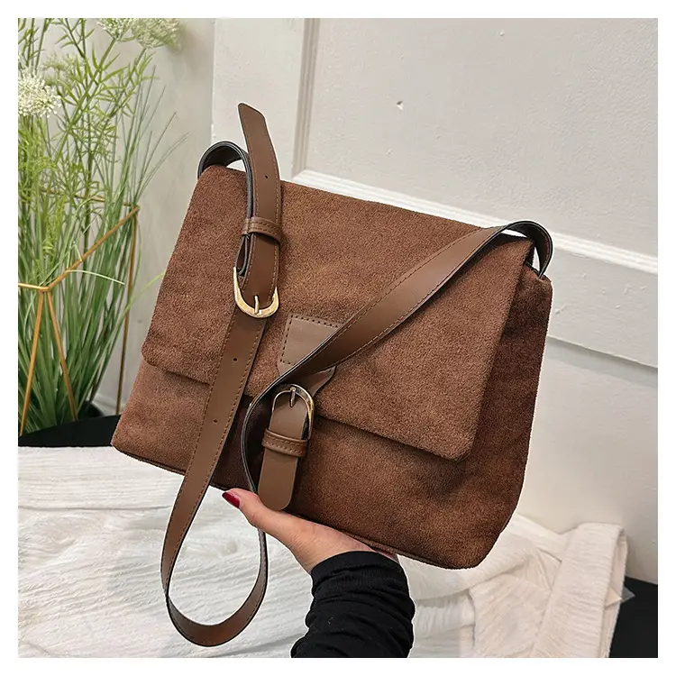 Black Retro Frosted Shoulder Messenger Bag for Women — feature 21