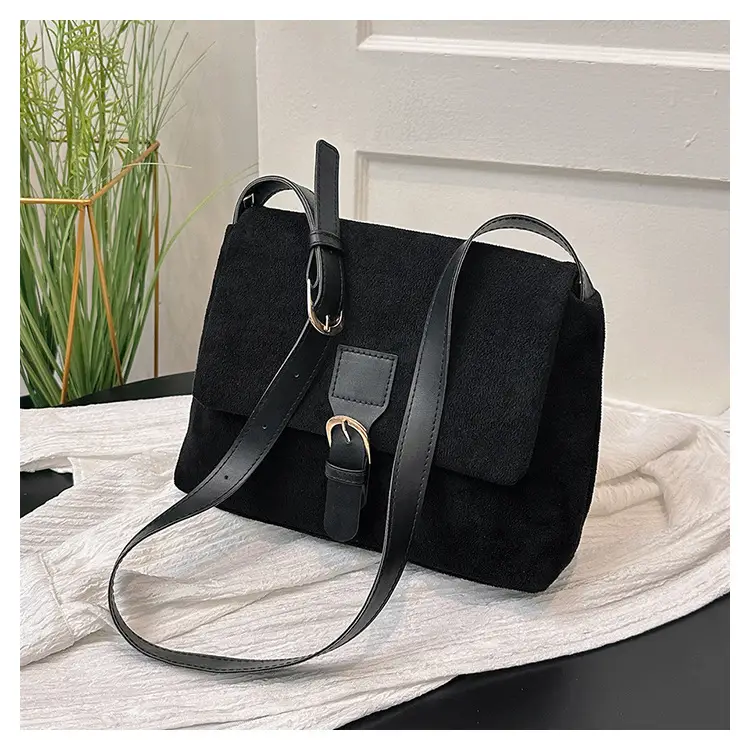 Black Retro Frosted Shoulder Messenger Bag for Women — feature 22