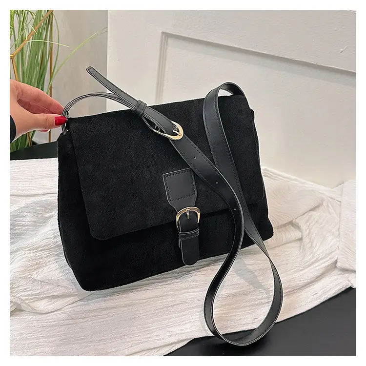 Black Retro Frosted Shoulder Messenger Bag for Women — feature 23
