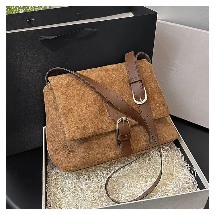 Black Retro Frosted Shoulder Messenger Bag for Women — feature 24