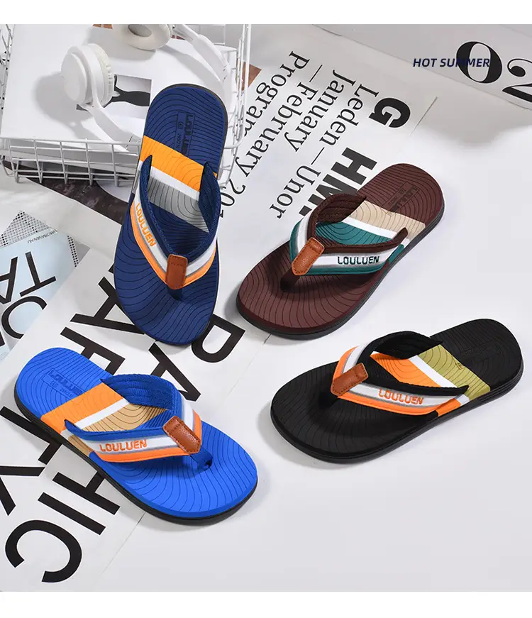 Cross-border flip-flops men's beach slippers men's summer non-slip outer wear flip-flop in stock wholesale Flip-flops — feature 2