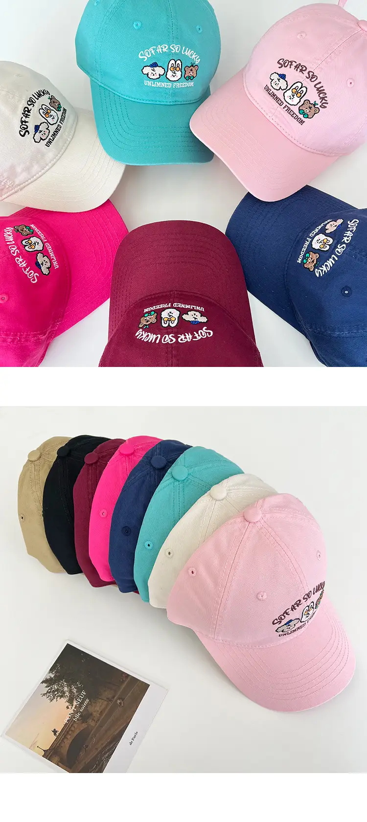 Cute Small Animal Embroidered Baseball Cap Women Pink — feature 1