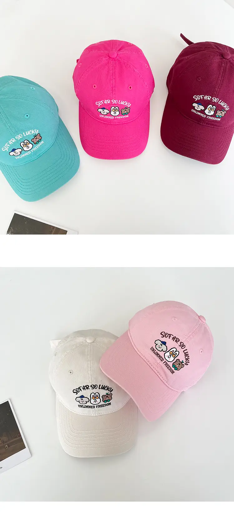 Cute Small Animal Embroidered Baseball Cap Women Pink — feature 2