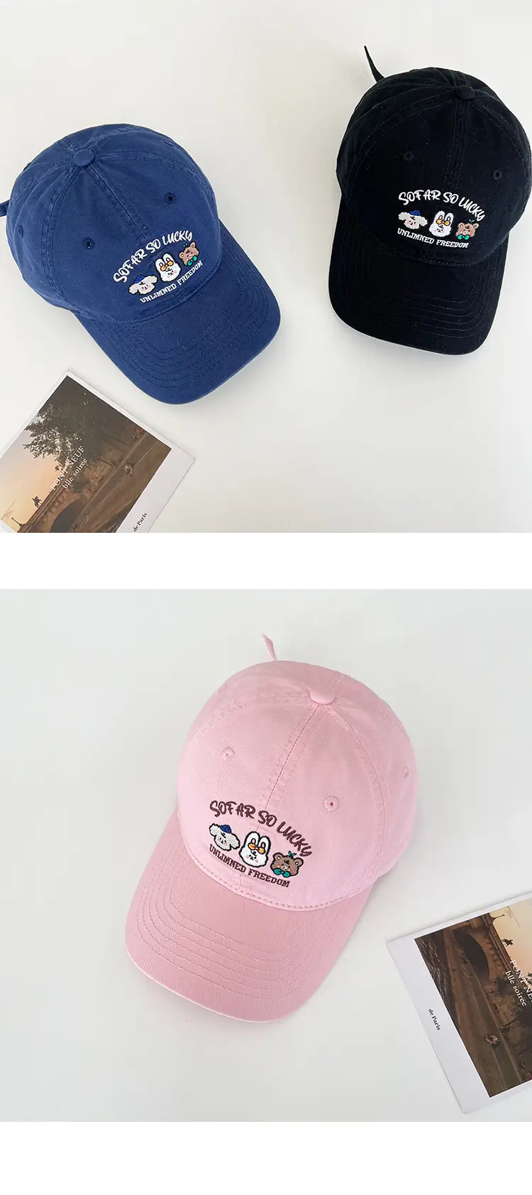 Cute Small Animal Embroidered Baseball Cap Women Pink — feature 3