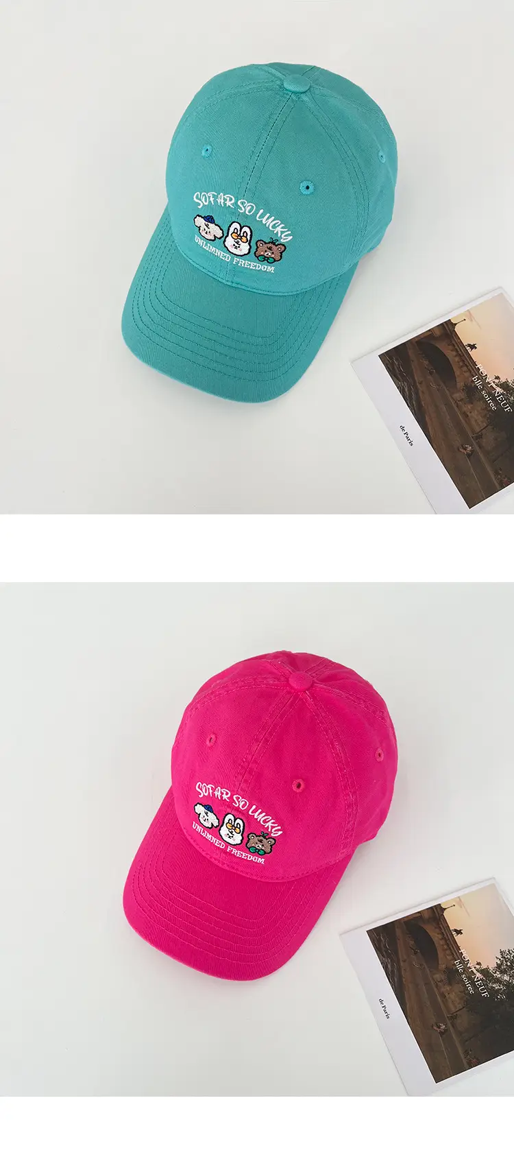 Cute Small Animal Embroidered Baseball Cap Women Pink — feature 4