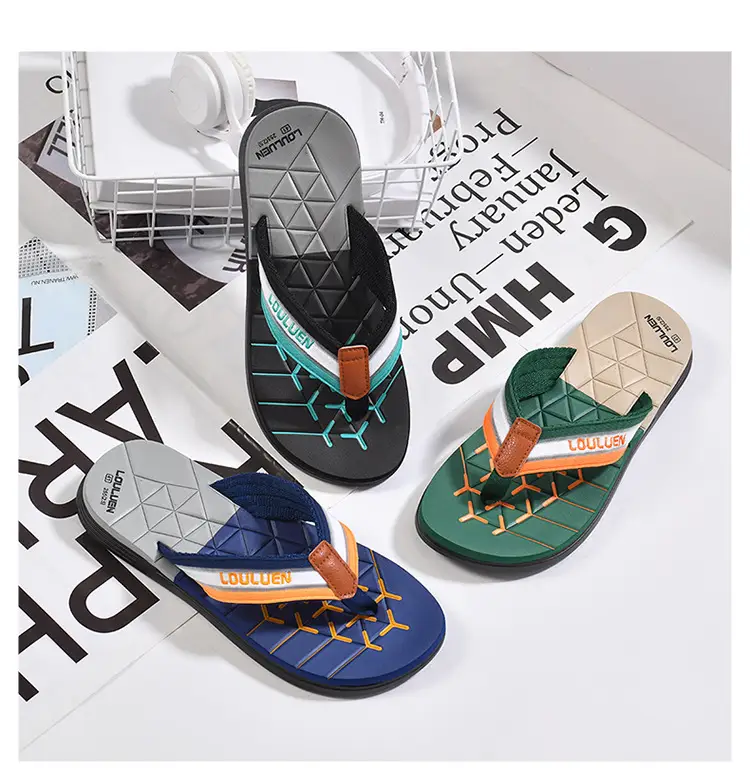 Cross-border flip-flops men's beach slippers men's summer non-slip outer wear flip-flop in stock wholesale Flip-flops — feature 19