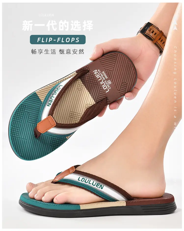 Cross-border flip-flops men's beach slippers men's summer non-slip outer wear flip-flop in stock wholesale Flip-flops — feature 1
