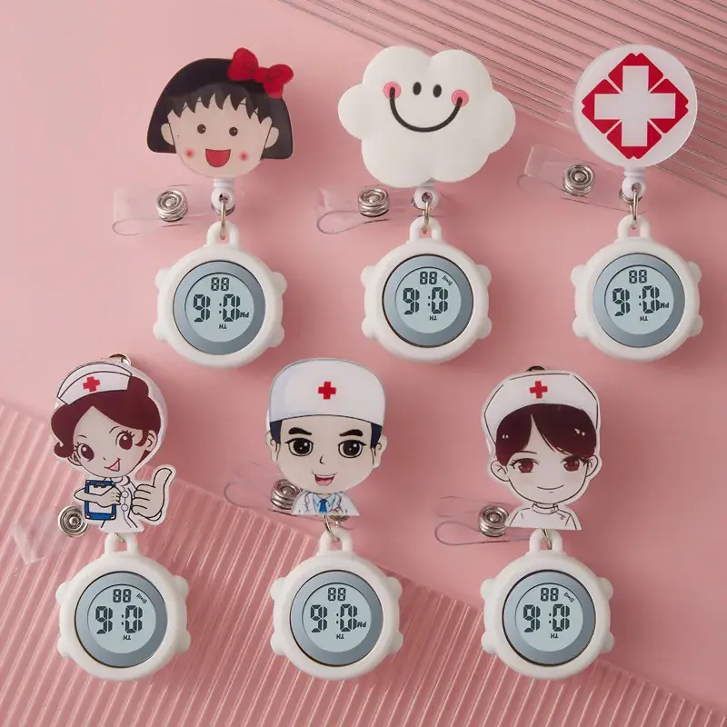 Cute Cloud Design Digital Temperature Nurse Watch - Image 197