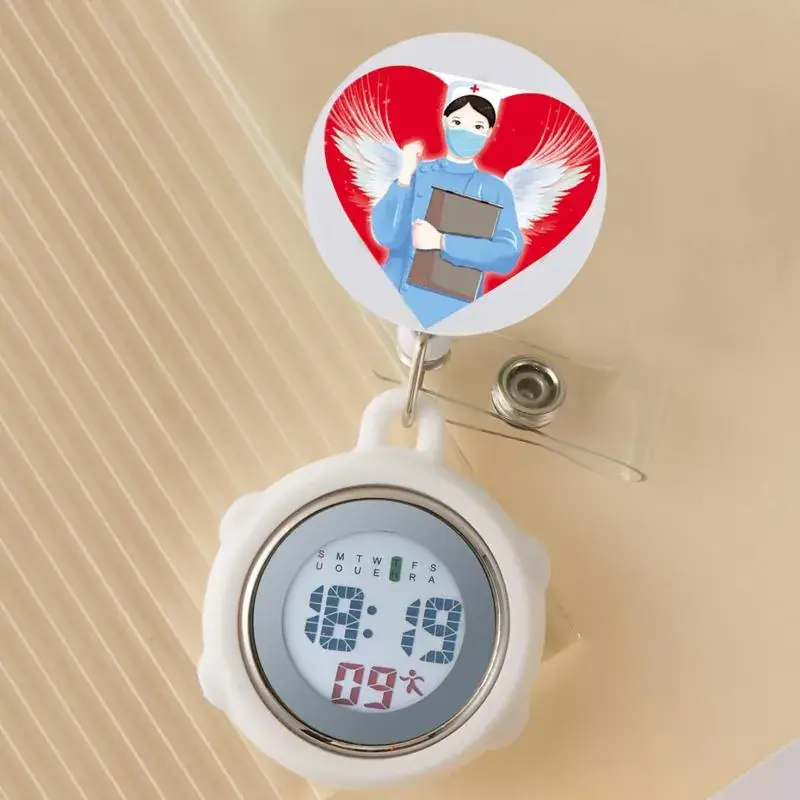 Cute Cloud Design Digital Temperature Nurse Watch - Image 103