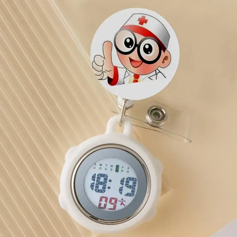 Cute Cloud Design Digital Temperature Nurse Watch - Image 105