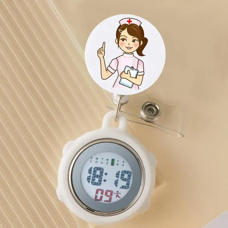 Cute Cloud Design Digital Temperature Nurse Watch - Image 111
