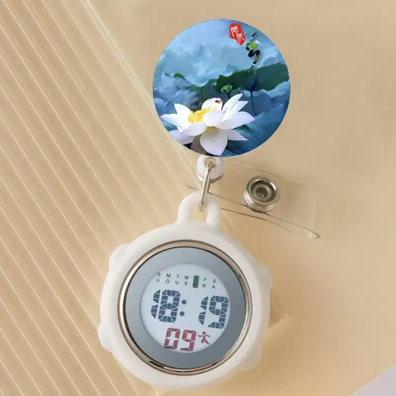 Cute Cloud Design Digital Temperature Nurse Watch - Image 112