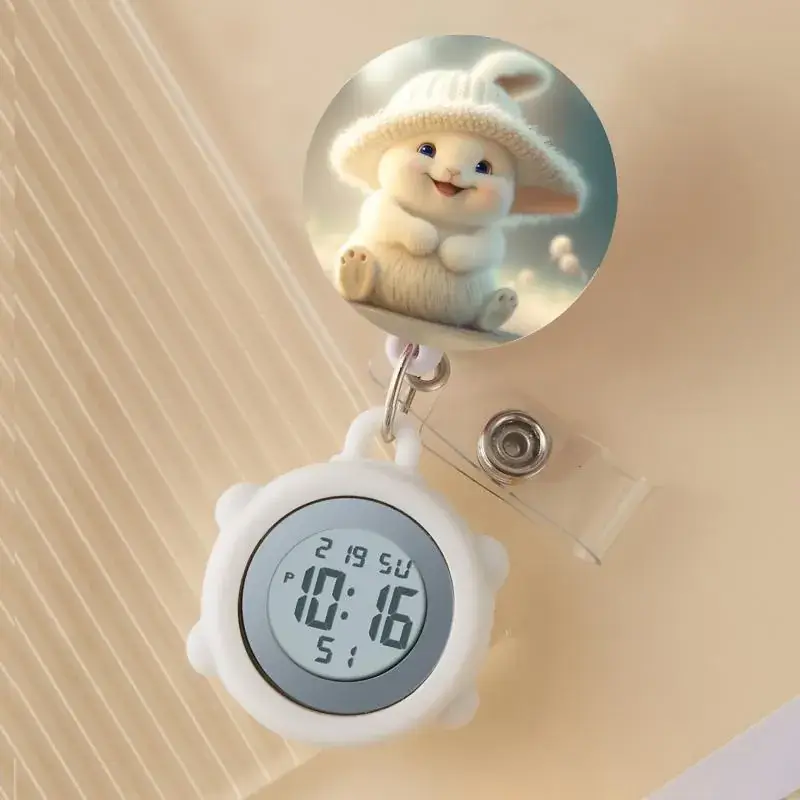 Cute Cloud Design Digital Temperature Nurse Watch - Image 122