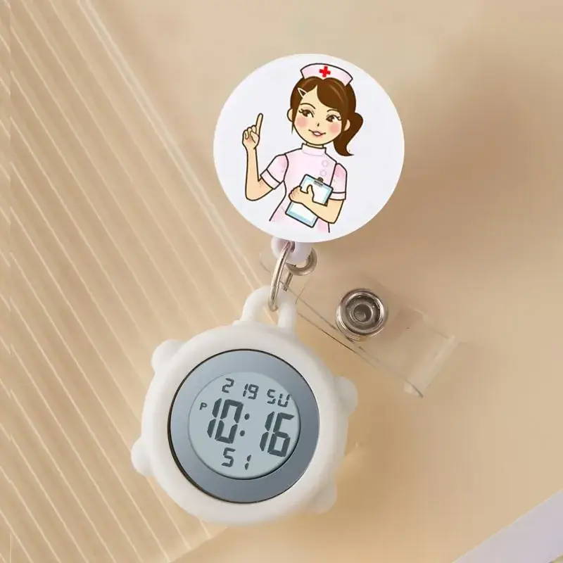 Cute Cloud Design Digital Temperature Nurse Watch - Image 124