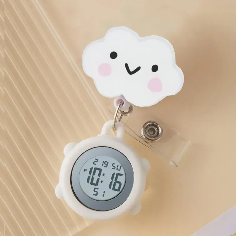 Cute Cloud Design Digital Temperature Nurse Watch - Image 126