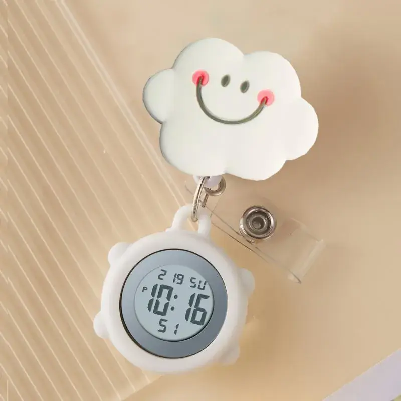 Cute Cloud Design Digital Temperature Nurse Watch - Image 127