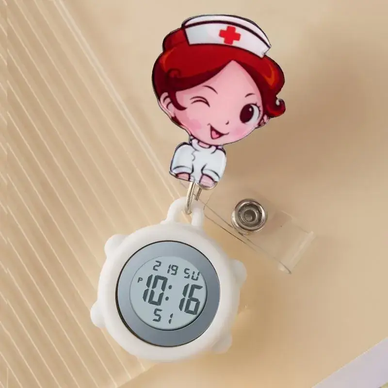 Cute Cloud Design Digital Temperature Nurse Watch - Image 143