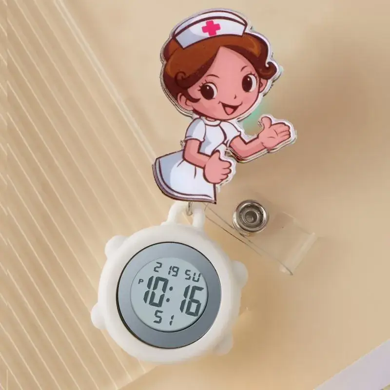 Cute Cloud Design Digital Temperature Nurse Watch - Image 146