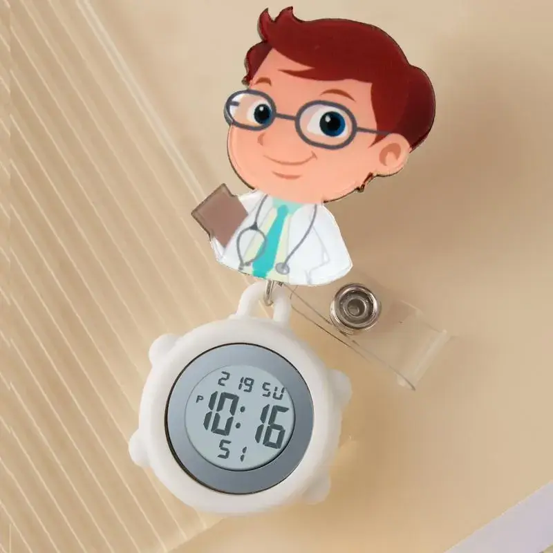 Cute Cloud Design Digital Temperature Nurse Watch - Image 147