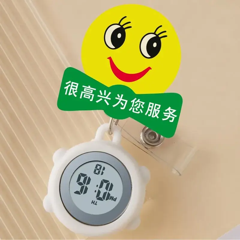 Cute Cloud Design Digital Temperature Nurse Watch - Image 152