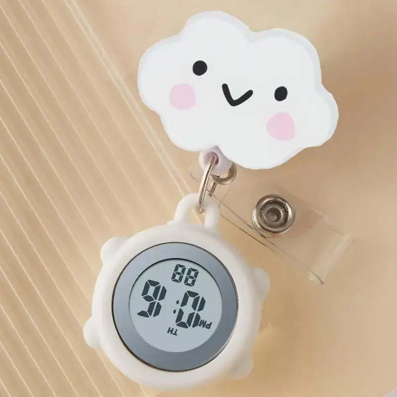 Cute Cloud Design Digital Temperature Nurse Watch - Image 29