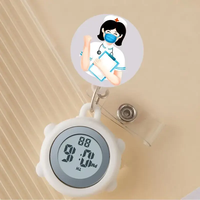 Cute Cloud Design Digital Temperature Nurse Watch - Image 35