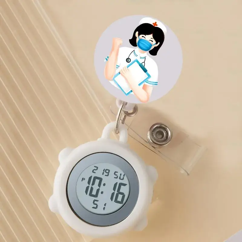 Cute Cloud Design Digital Temperature Nurse Watch - Image 62