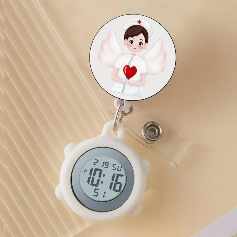 Cute Cloud Design Digital Temperature Nurse Watch - Image 94