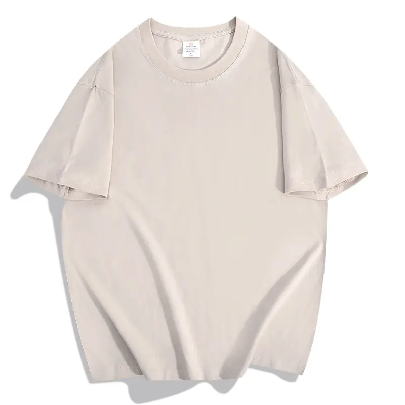 Men Heavy Cotton T-Shirt 20pcs Loose Solid Cream — feature 10