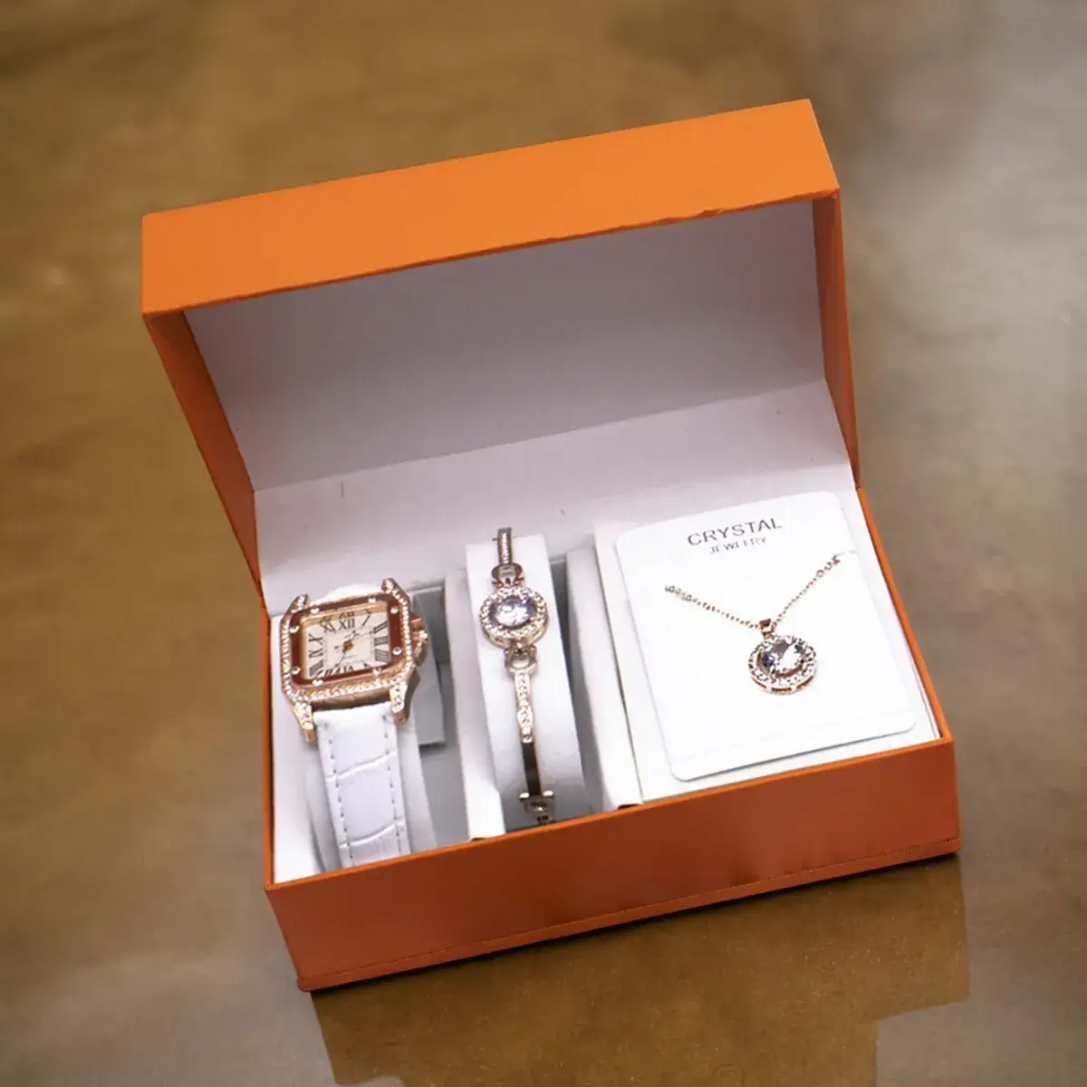 Women's 5-Piece Red Square Jewelry Set with Watch - Image 12