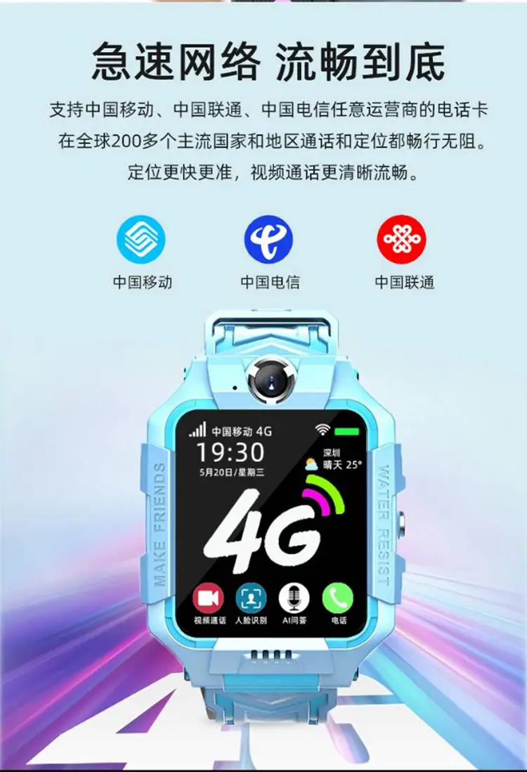5g Smart Phone Watch for Kids Waterproof Pink — feature 6