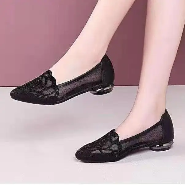 Mesh sandals women's sandals 2024 Summer new hollow breathable soft bottom dancing shoes women's shoes single-layer shoes women's low heel — feature 1