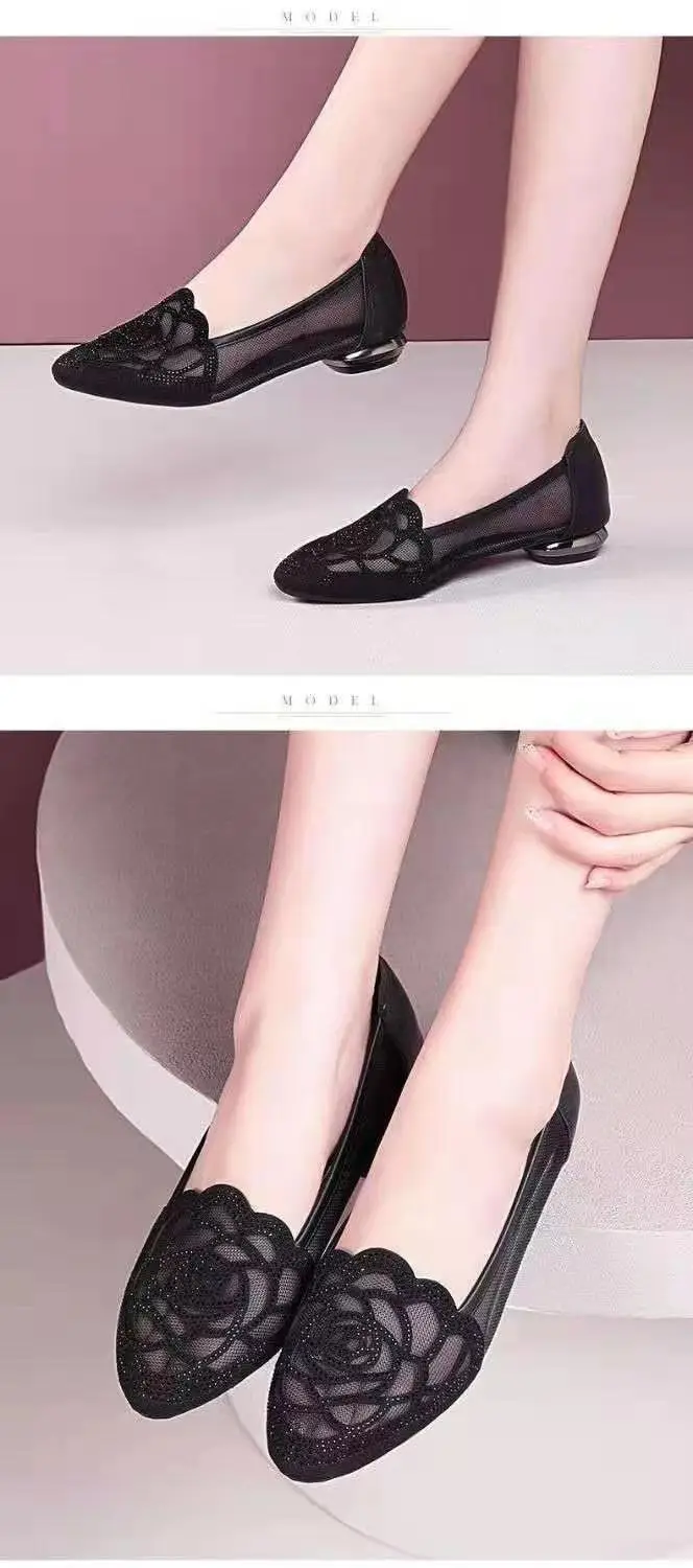 Mesh sandals women's sandals 2024 Summer new hollow breathable soft bottom dancing shoes women's shoes single-layer shoes women's low heel — feature 6