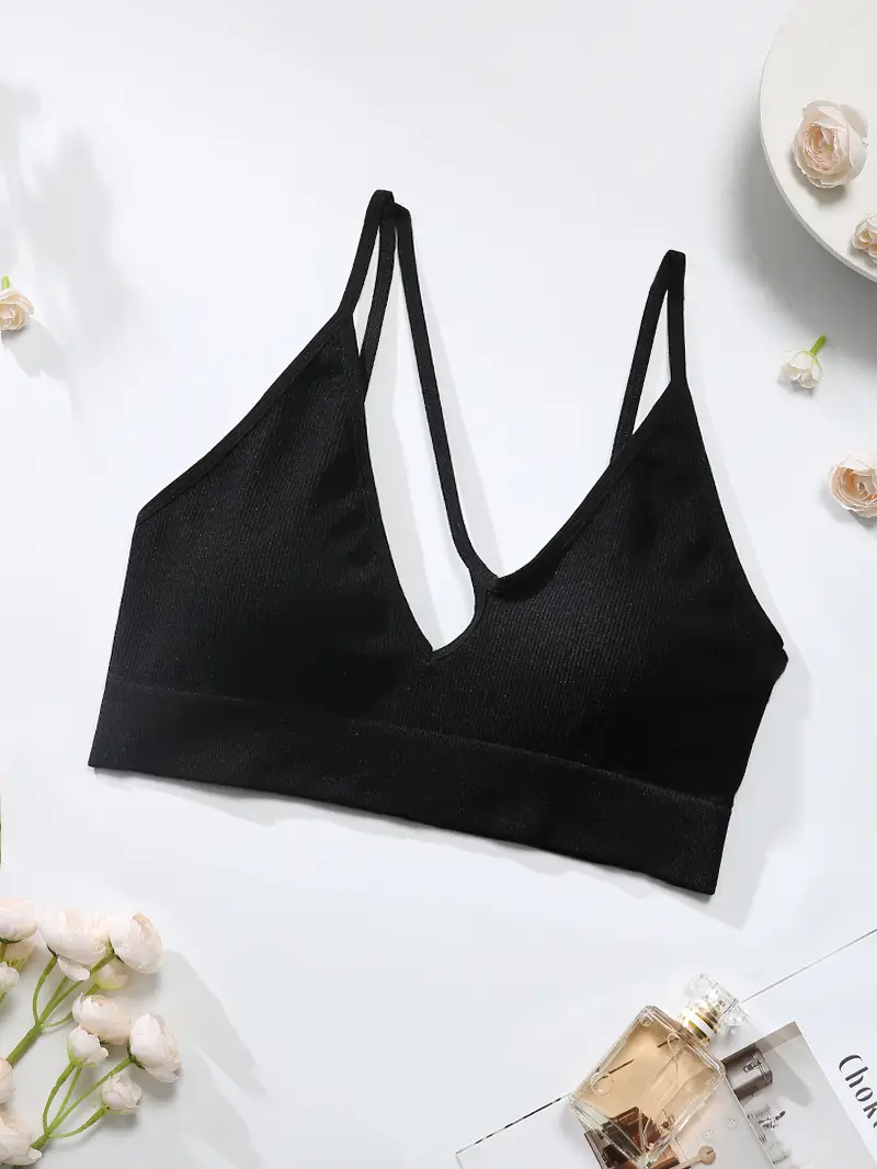 Black Seamless Camisole for Women, Thin Sports Fitness Yoga Bra — feature 9