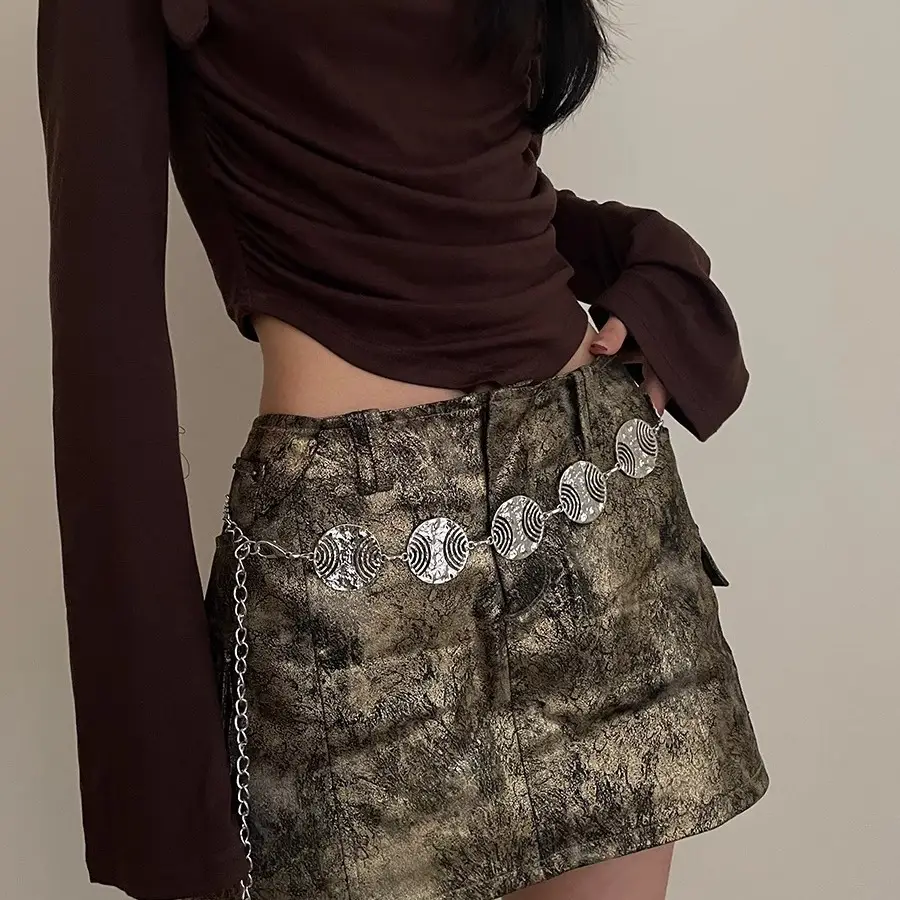 Women's Korean Style Metal Belt with Dress Shirt - Image 4