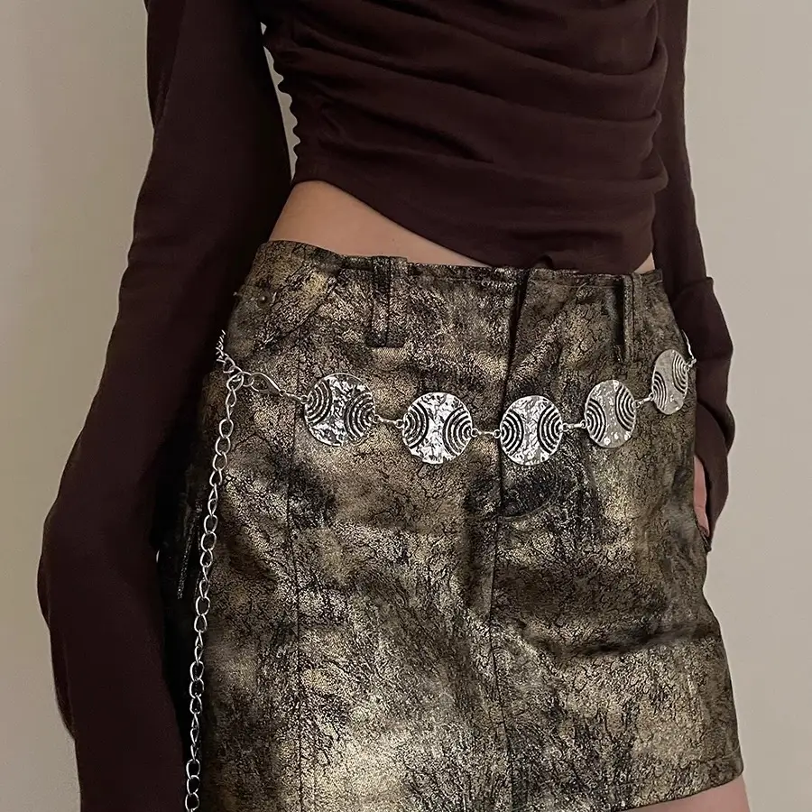 Women's Korean Style Metal Belt with Dress Shirt - Image 5