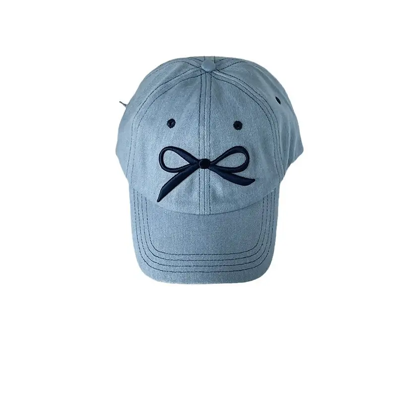 Blue Embroidered Bow Baseball Cap for Women - Image 9