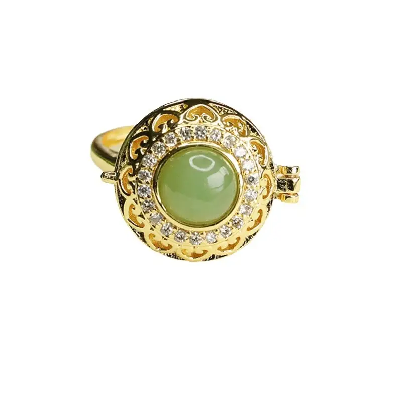 Aiyu Jade Ring with Gold Plated Design - Image 5