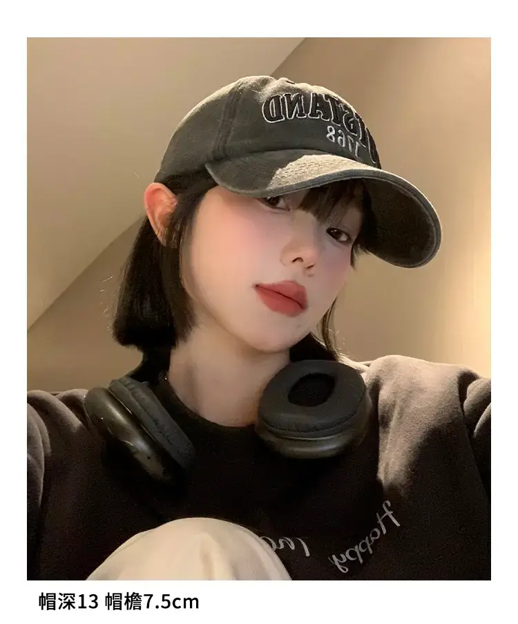 Washed American Retro Baseball Cap Women's Big Head — feature 6