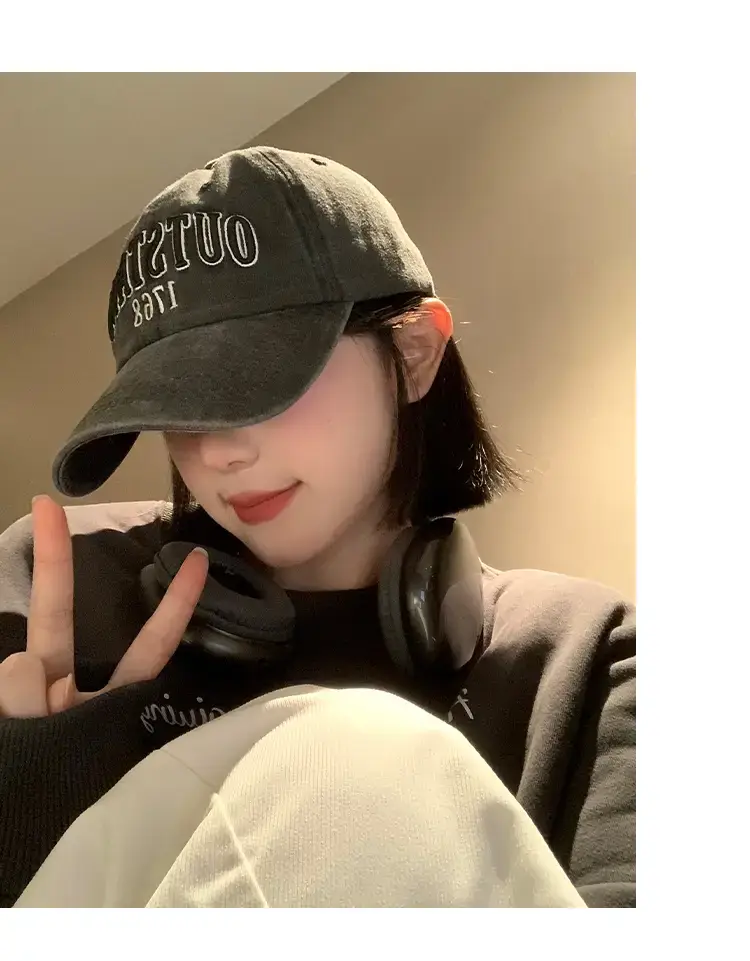 Washed American Retro Baseball Cap Women's Big Head — feature 7
