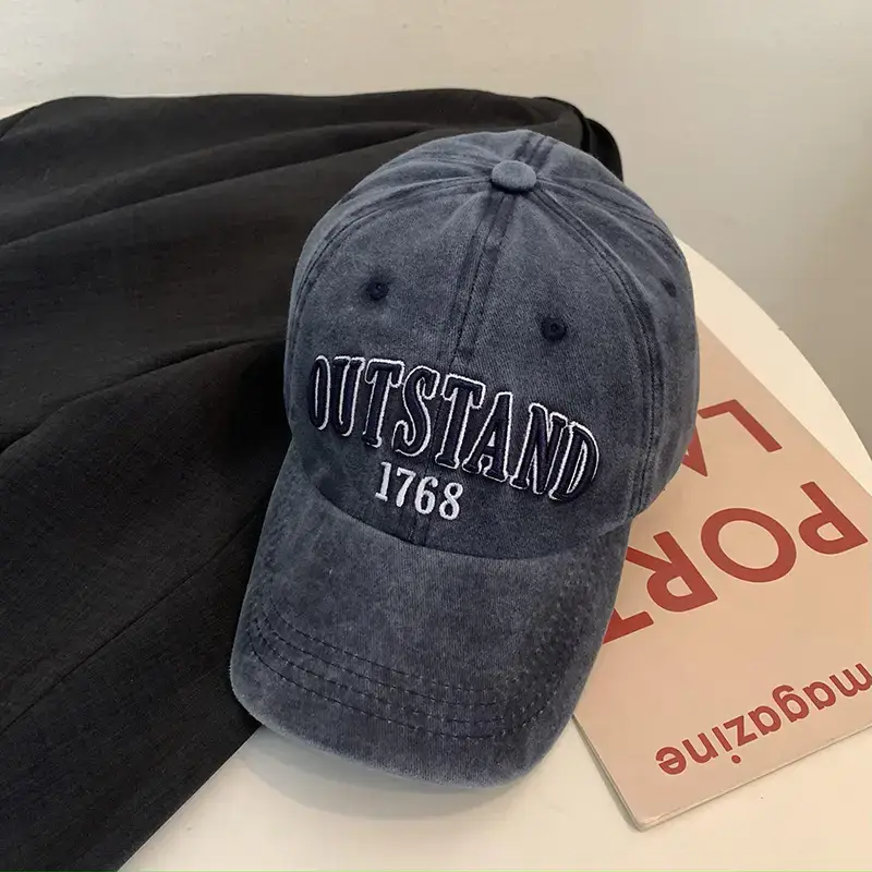 Washed American Retro Baseball Cap Women's Big Head - Image 2