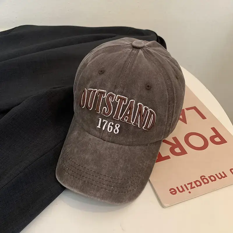 Washed American Retro Baseball Cap Women's Big Head - Image 4